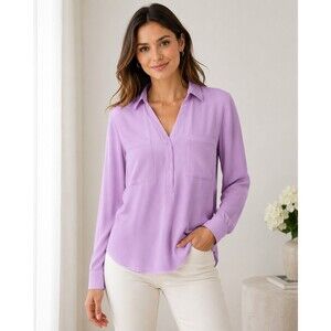 Express Portofino Women’s Lavender Long Sleeve Button-Down Blouse Size Sp